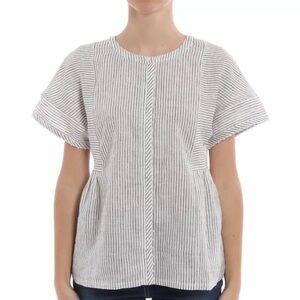 Max Mara Weekend linen button down shirt striped white